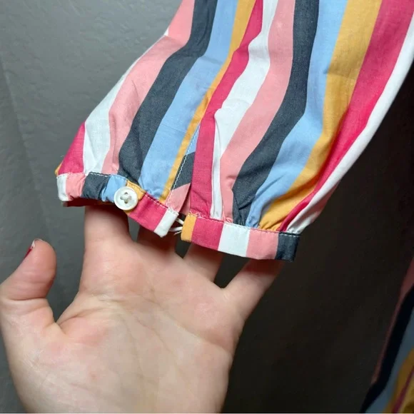 J. Crew Multicolor Striped Long Sleeve Dress women’s small colorful preppy - Picture 3 of 6